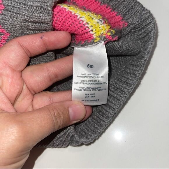 4/$25 - NWT Carter’s Grey Patterned Button‎ Down Knit Cardigan with Hood - Picture 5 of 6